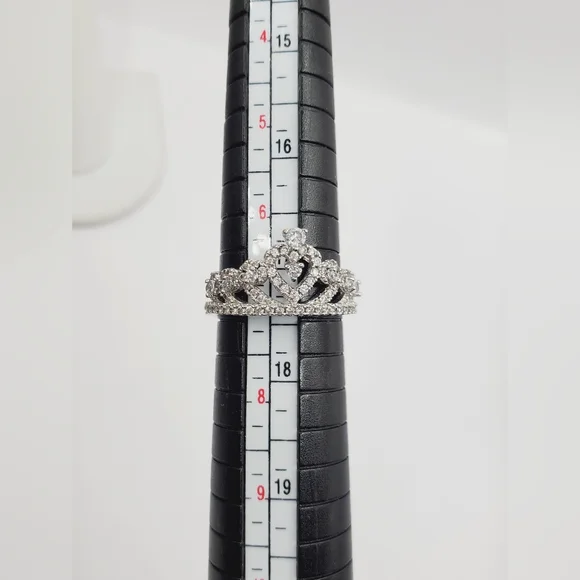 Princess Silver Ring Queen Ring Tiara Diamond Ring - Picture 4 of 5